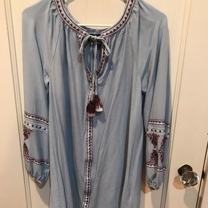 Embroidered Chambray Blouse